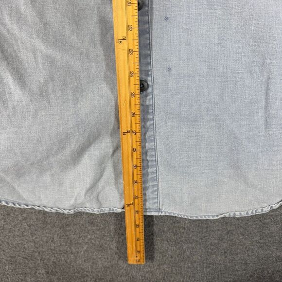 Vintage Patagonia Heavy Denim Button Up Shirt 2XL XXL Long Sleeve Logo Faded - Picture 9 of 13